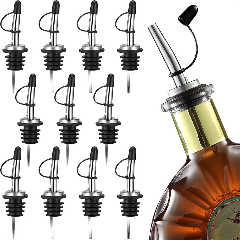 Speed Pourer Cap - ステンレススチール製スピードポアラー注ぎ口、テーパー付き、ゴムキャップ付き酒ポアラー、衛生的、食器洗い機対応、