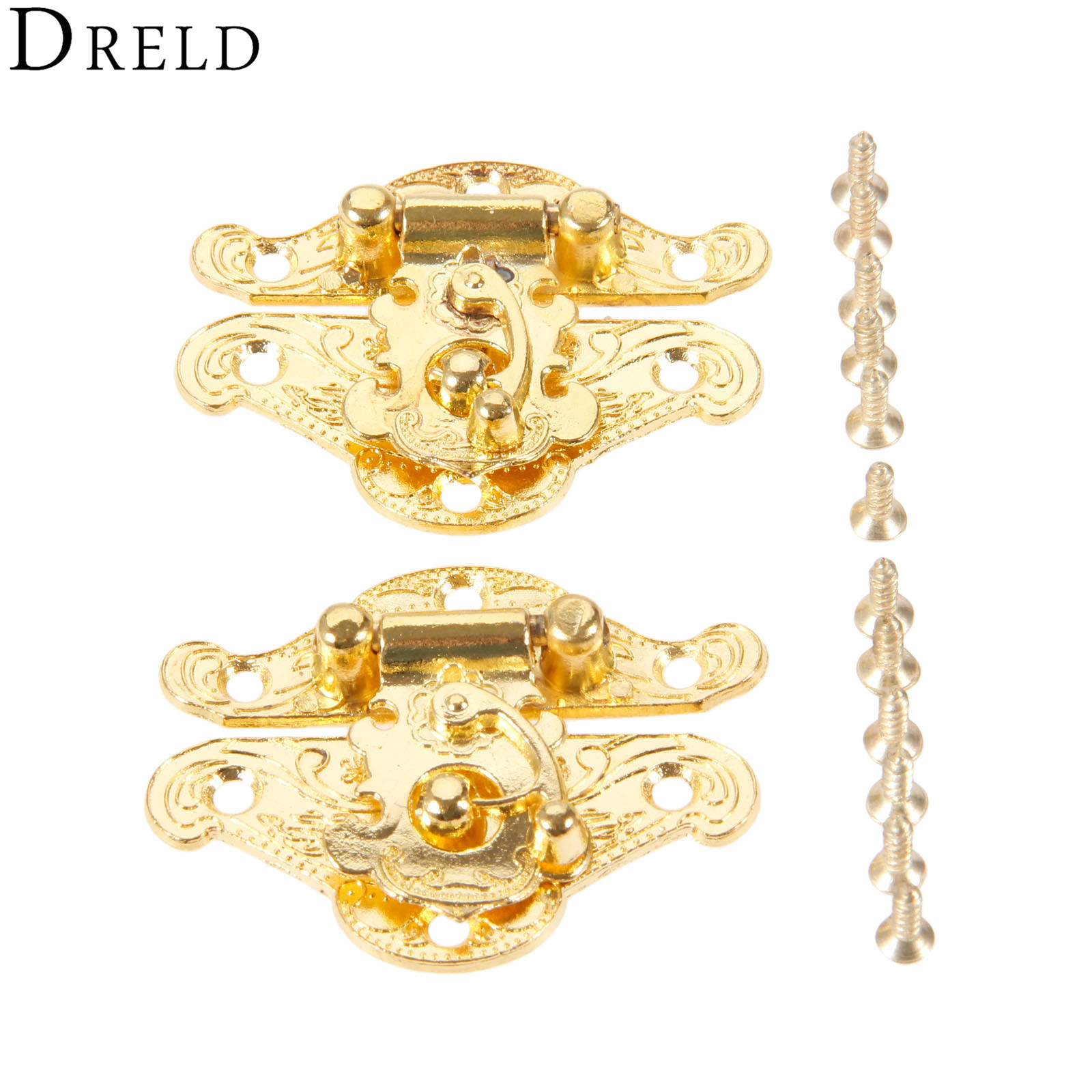 Bar Cart Gold - Dreld 2個アンティークゴールドボックスラッチハスプロックキャッチラッチ家具ハードウェアジュエリーボックススーツケースバックルクリップクラスプ38*49ミリメートル