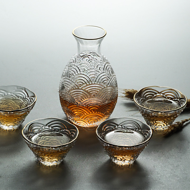 Home Bar Set - 日本製ハンマー型酒器セット ガラス製ワインポット 家庭用飲料カップ ワインタンブラーセット 飲料用容器 バーツール