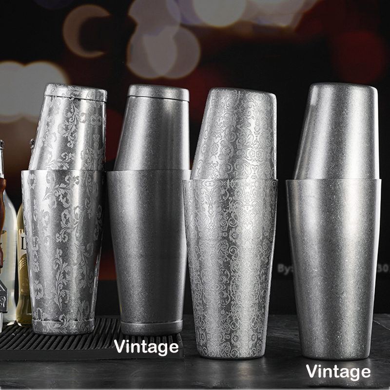 Boston Shaker Set - トーンカクテルシェーカー,2ピース,ベーキングパターン,カクテルシェーカーセット,800ml & 500ml