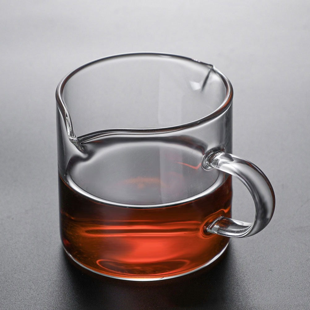 Home Bar Set - 2 個エスプレッソカップセット透明ホウケイ酸ガラス 100 ミリリットルダブル注ぎ口ミニ計量カップハンドルコーヒーアクセサリーホームバー
