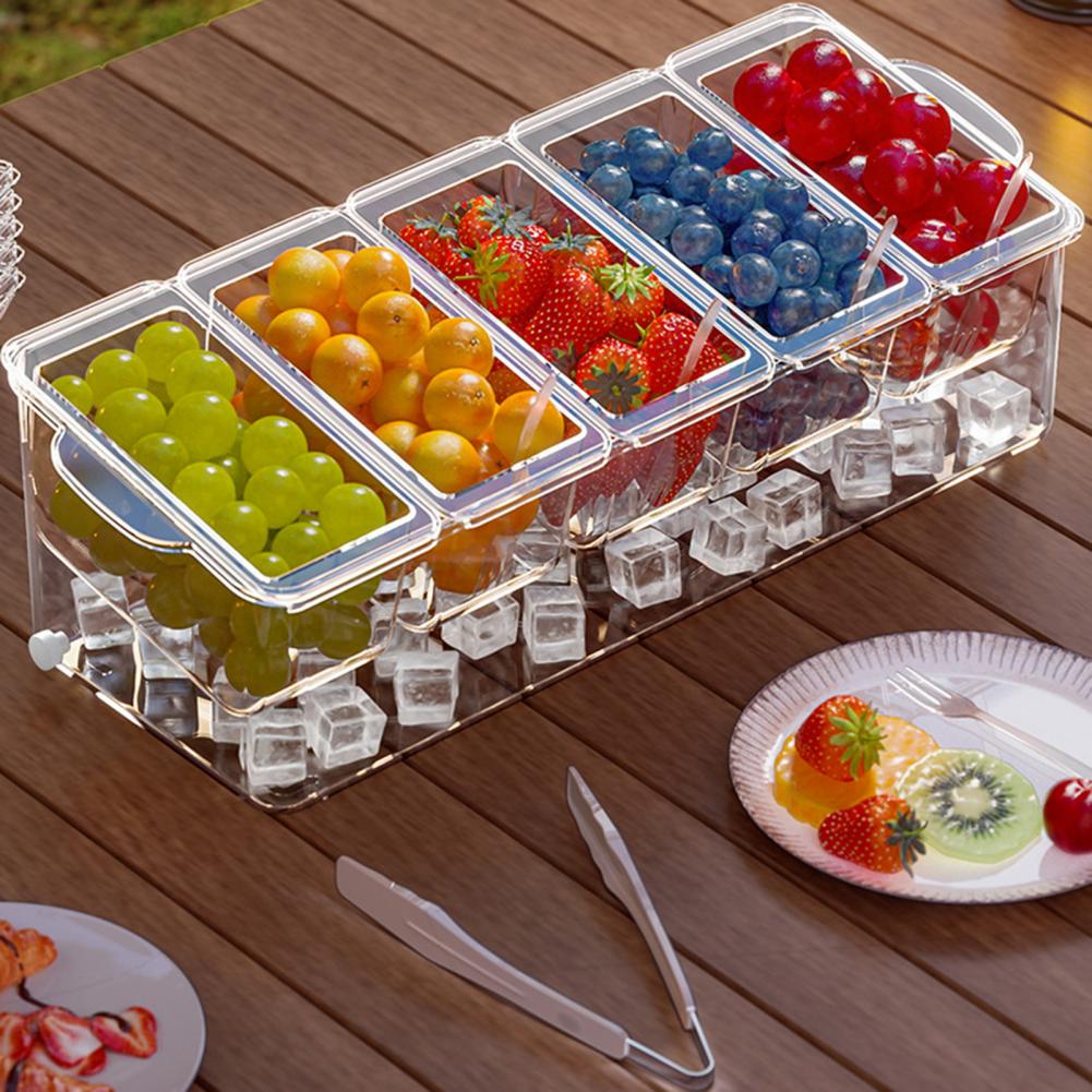 Garnish Tray Set - 2026年タコスバーサービングセット、パーティー用アイス冷却調味料キャディーオーガナイザー、5つの取り外し可能なコンパートメント、ガーニッシュサービングトレイプラッター
