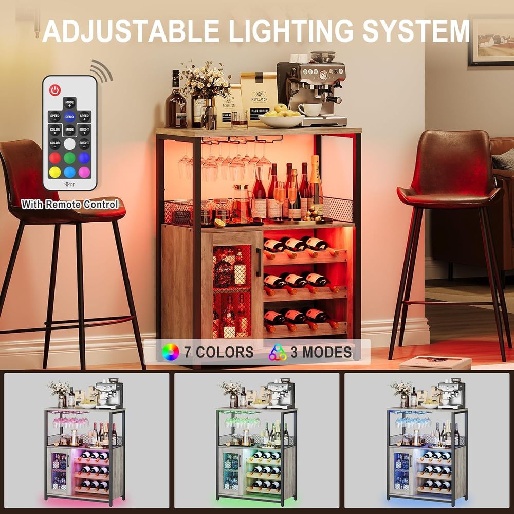 インダストリアルスタイルのLED照明付きワインキャビネット、 - Home Bar And Cabinet のレビューと価格