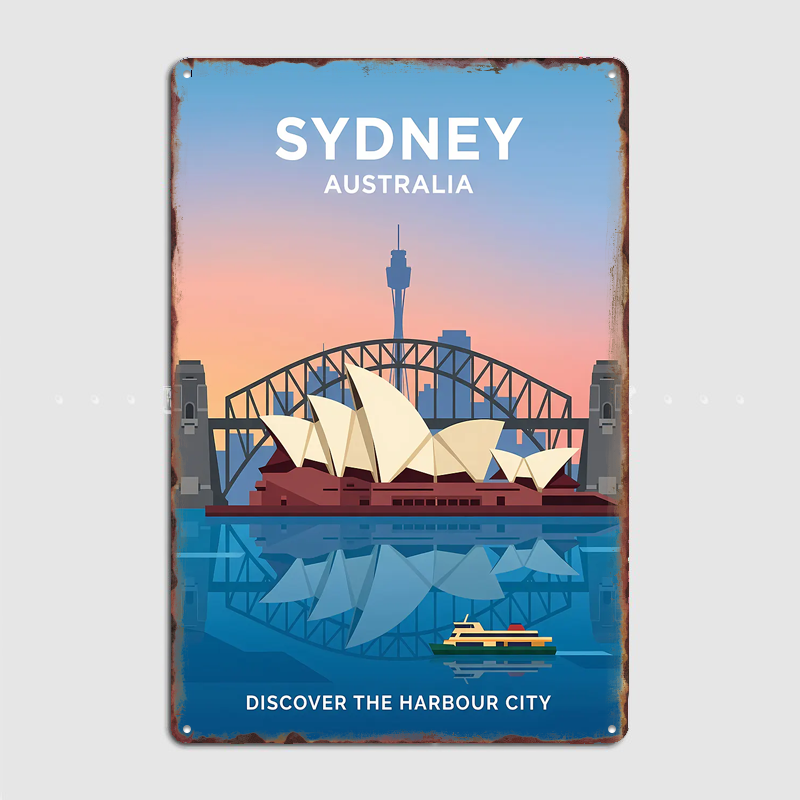 シドニーオペラハウスとハーバーブリッジ旅行風景ポスターレトロ - Home Bar Sydney のレビューと価格