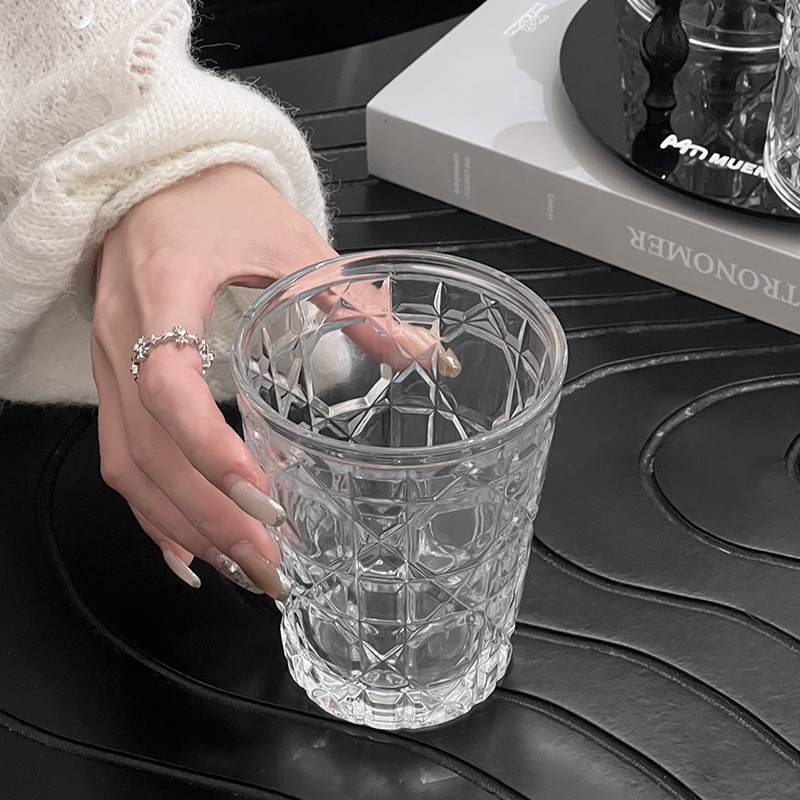 ヴィンテージダイヤモンドパターンのグラス,2ピース,310m - Old Fashioned Glass のレビューと価格