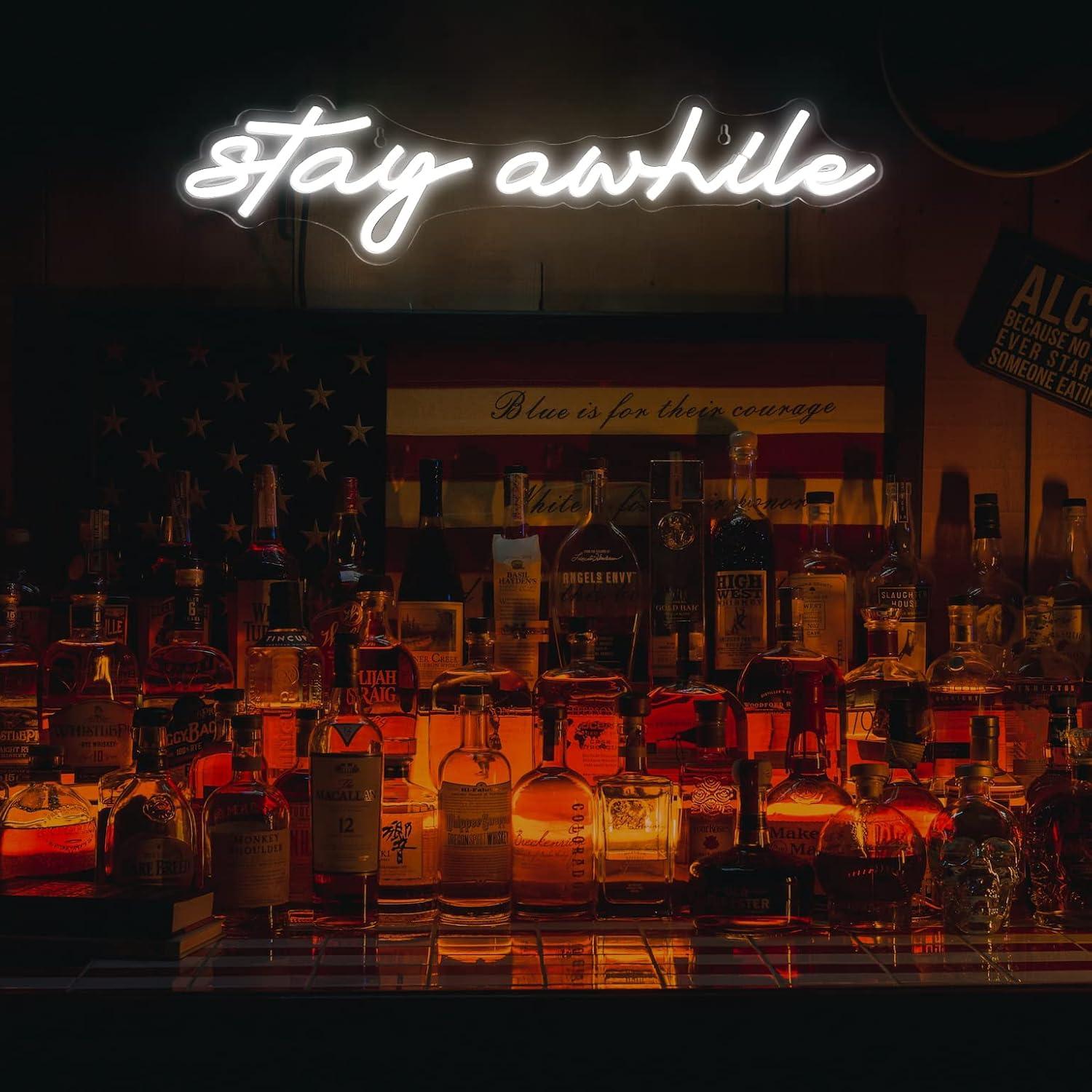 しばらく滞在してみてください ネオンサイン USB調光可能L - Home Bar Signs のレビューと価格