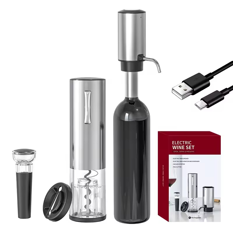 4-in-1充電式電動ワインオープナーセット（エアレーター、 - Home Bar Set のレビューと価格