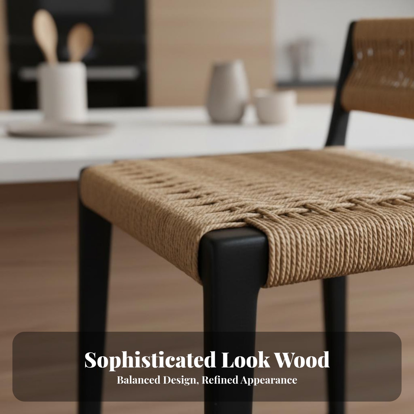 ロープ編みハイチェア、頑丈な木製フレーム、編み込みシート、背 - Home Bar Stools のレビューと価格