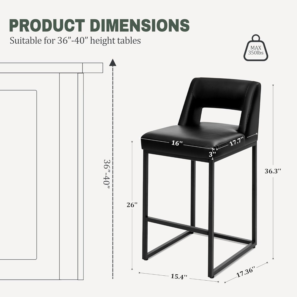 新しいブラックカウンターハイトバースツール2脚セット - モ - Home Bar Stools のレビューと価格