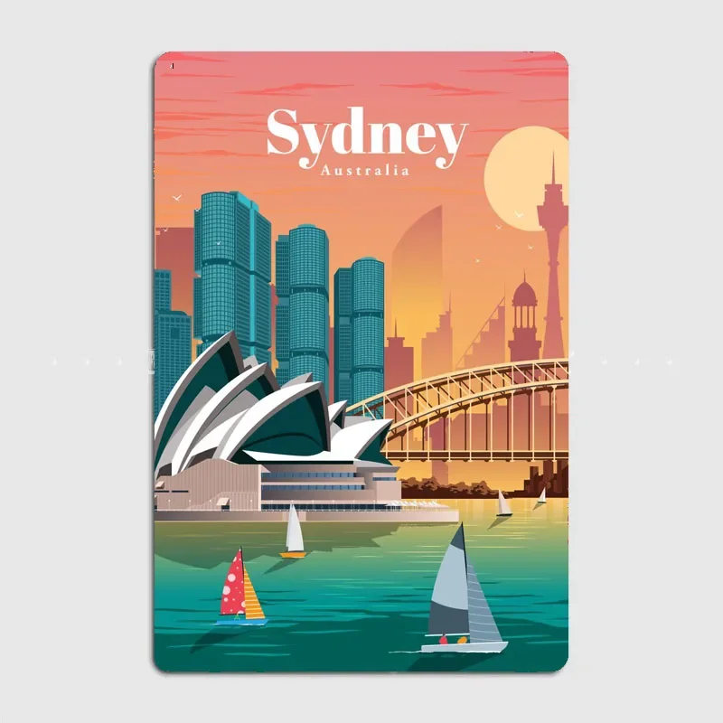 旅行シドニー景勝地ヴィンテージポスターメタルサインクラブブリ - Home Bar Sydney のレビューと価格