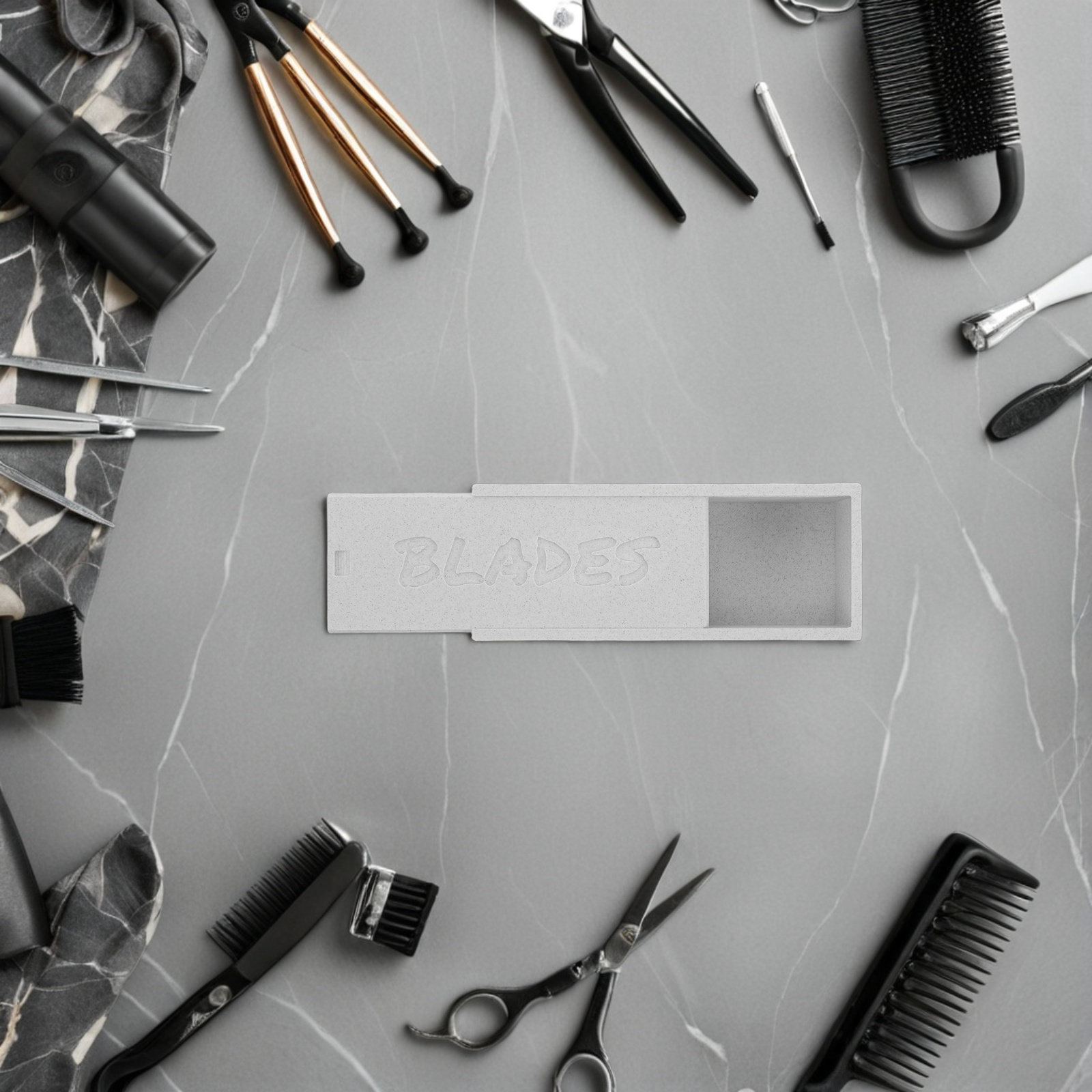 白い二重コンパートメントのバリカン刃収納オーガナイザーボック - Home Barber のレビューと価格