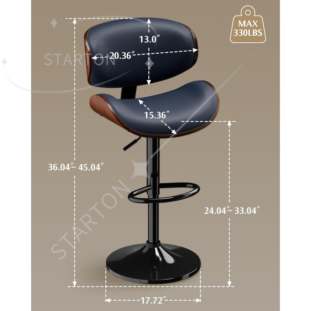 バースツール 2脚セット、調節可能な回転式スツール、ミッドセ - Home Bar Stools のレビューと価格