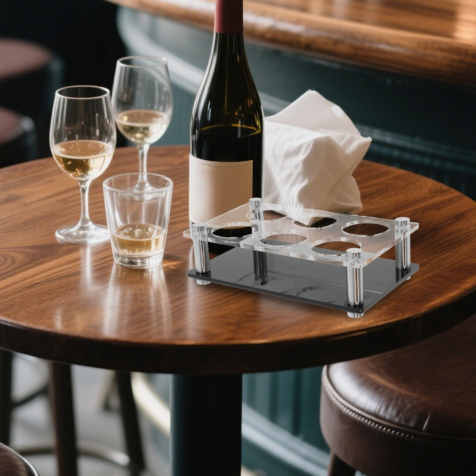 ショットグラスホルダー 6穴 クリアアクリルトレイ 家庭用バ - Home Bar Stand のレビューと価格