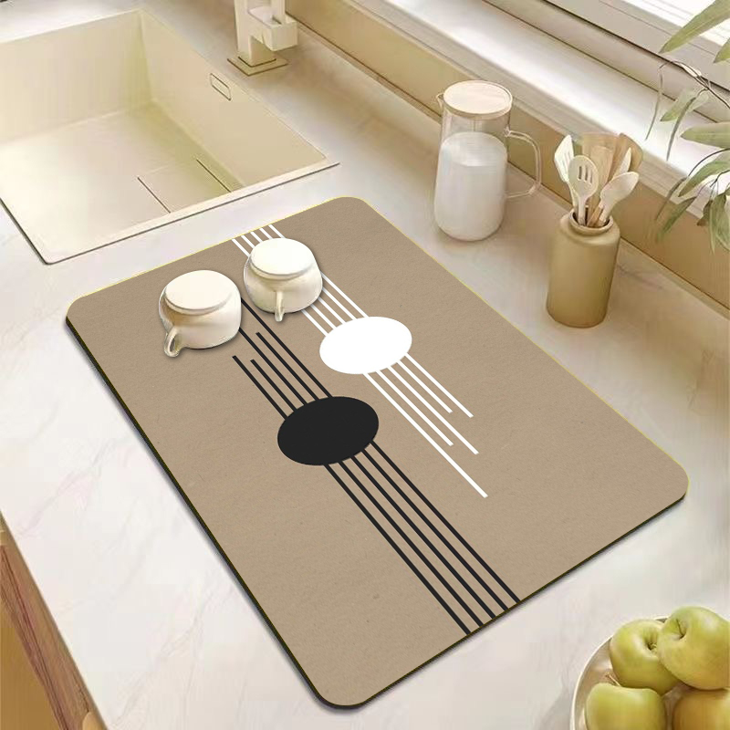 ミニマリストギターキッチンカウンターマットグレーブラック抽象 - Bar Mat Rubber のレビューと価格