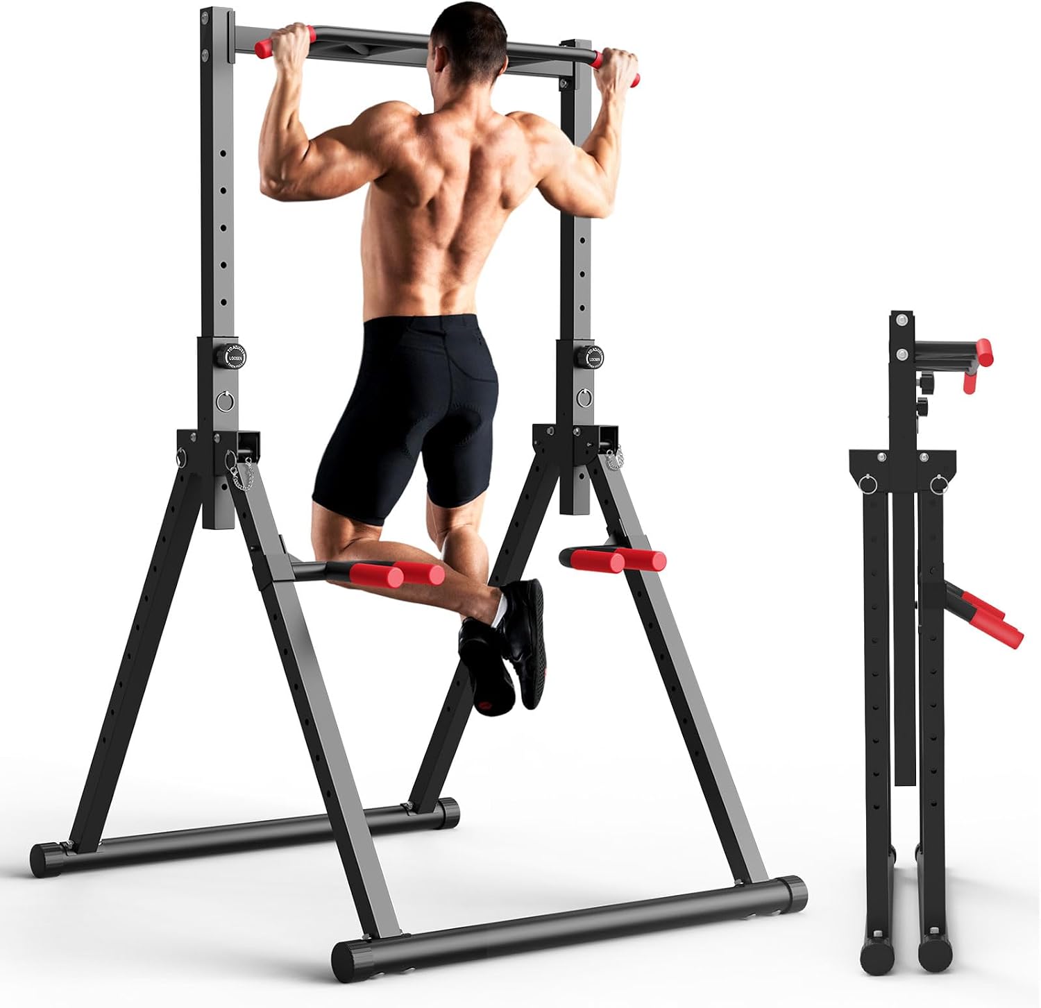 折りたたみ式パワータワーディップステーション、自立型懸垂バー - Home Bar Stand のレビューと価格