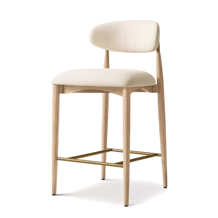 新しいスタイルの北欧風ファブリック木製カウンタースツール、ホ - Home Bar Stools のレビューと価格