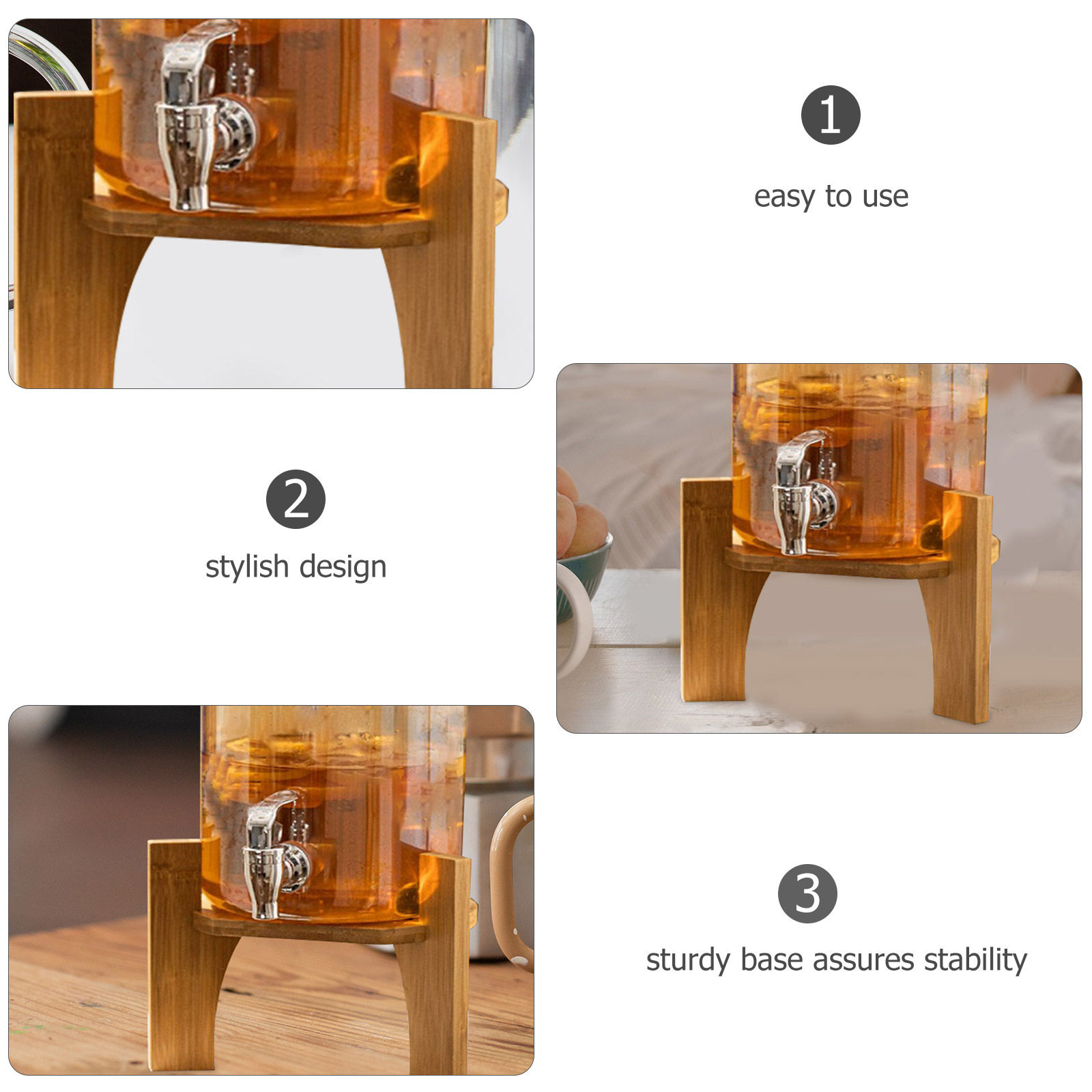 スタイリッシュな木製ドリンクディスペンサースタンド、頑丈で安 - Home Bar Stand のレビューと価格