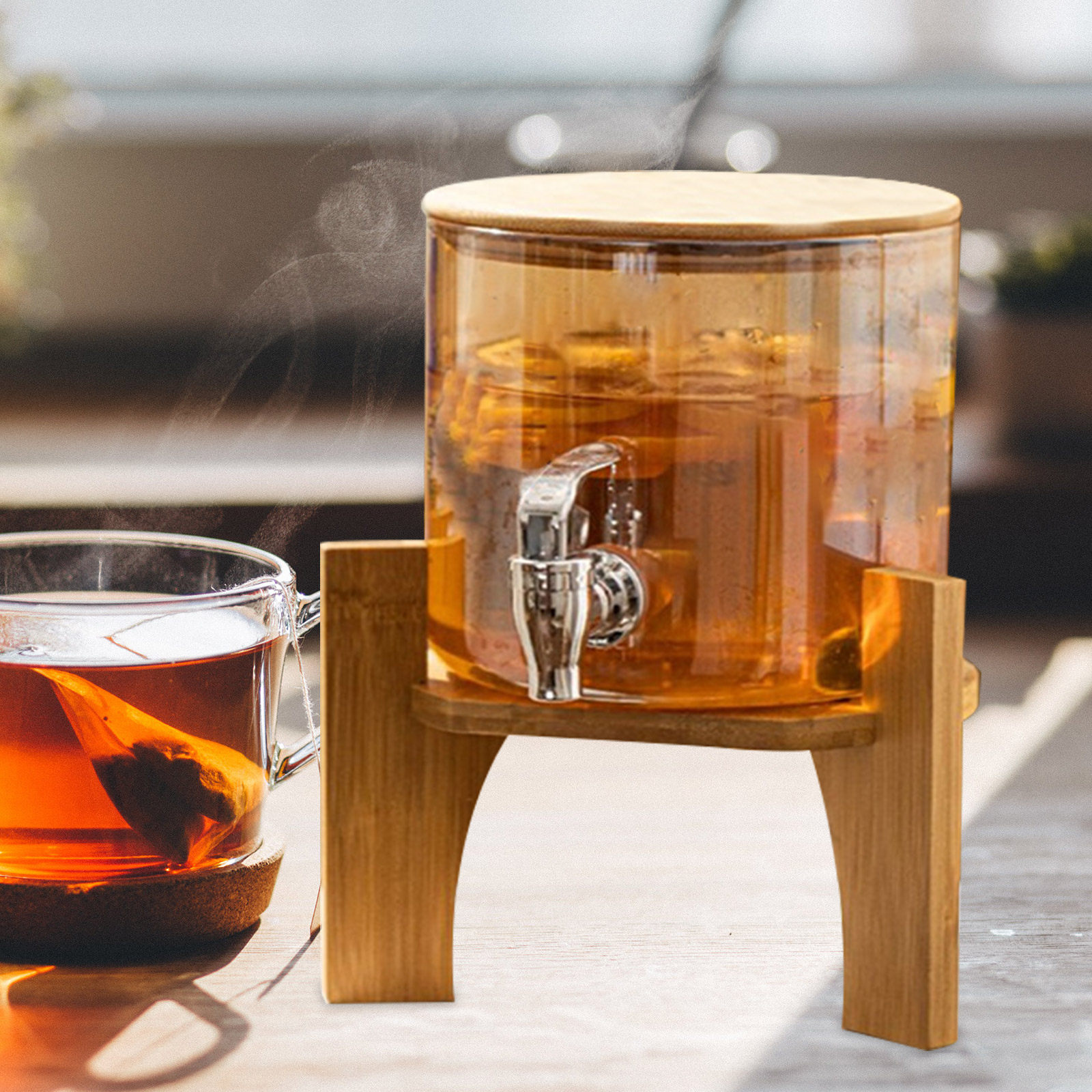 スタイリッシュな木製ドリンクディスペンサースタンド、頑丈で安 - Home Bar Stand のレビューと価格