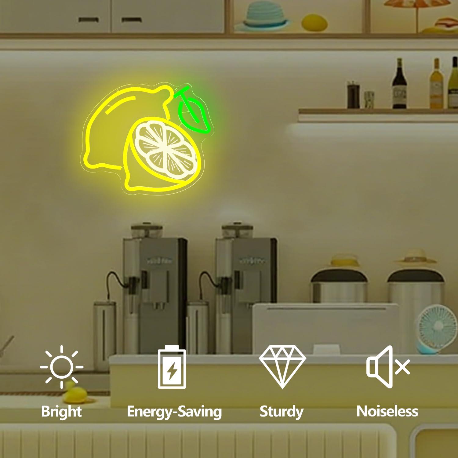 レモンネオンサイン調光可能なLEDライトアップサイン、家庭用 - Home Bar And Kitchen のレビューと価格