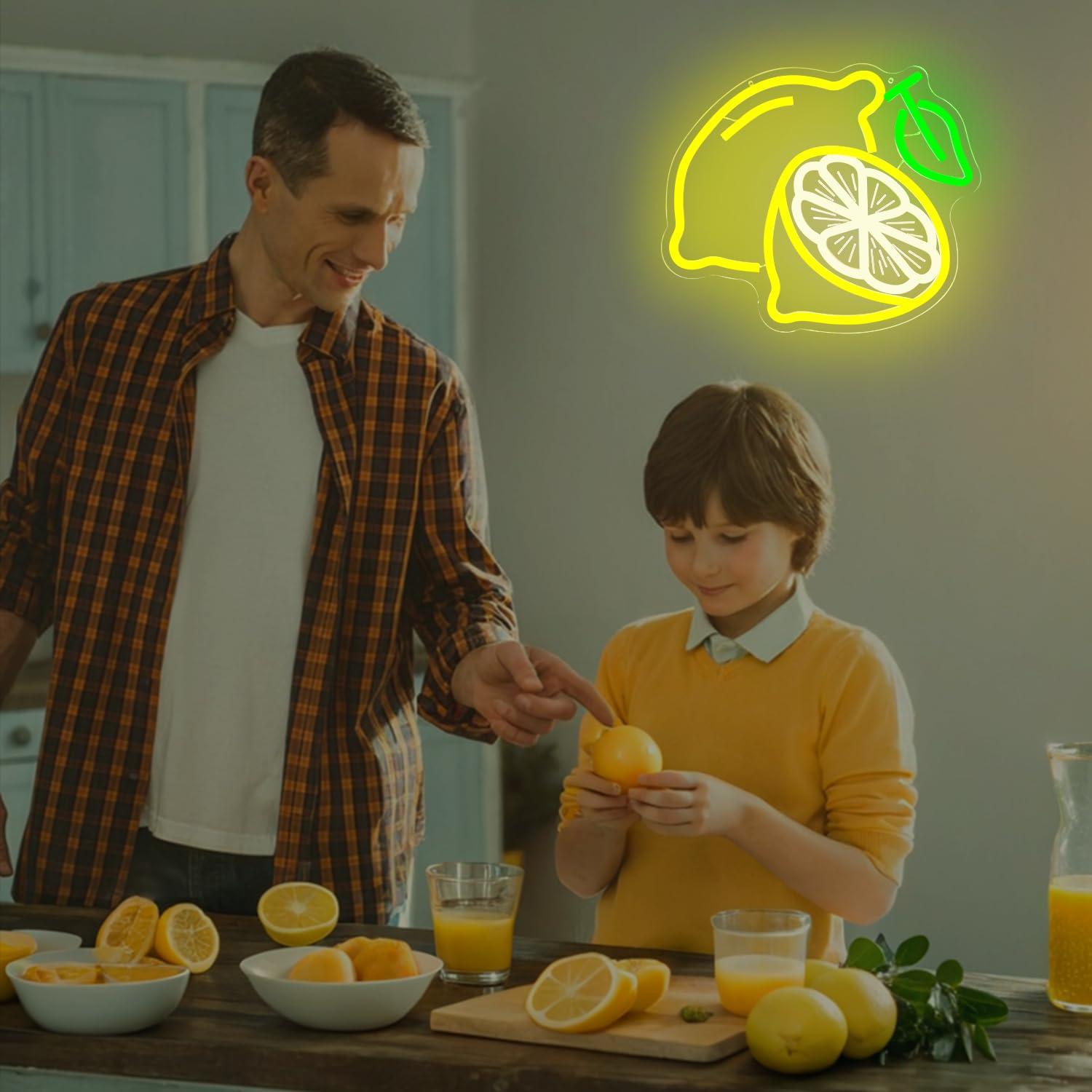 レモンネオンサイン調光可能なLEDライトアップサイン、家庭用 - Home Bar And Kitchen のレビューと価格