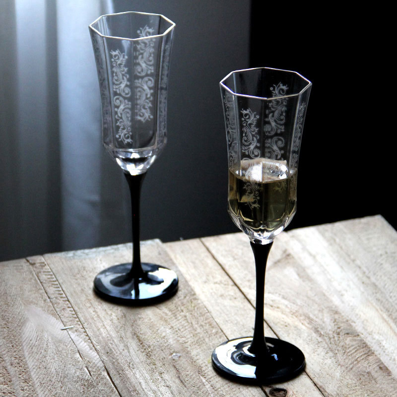 ヴィンテージスタイルのシャンパングラスセット,古代の八角形の - Old Fashioned Glass のレビューと価格