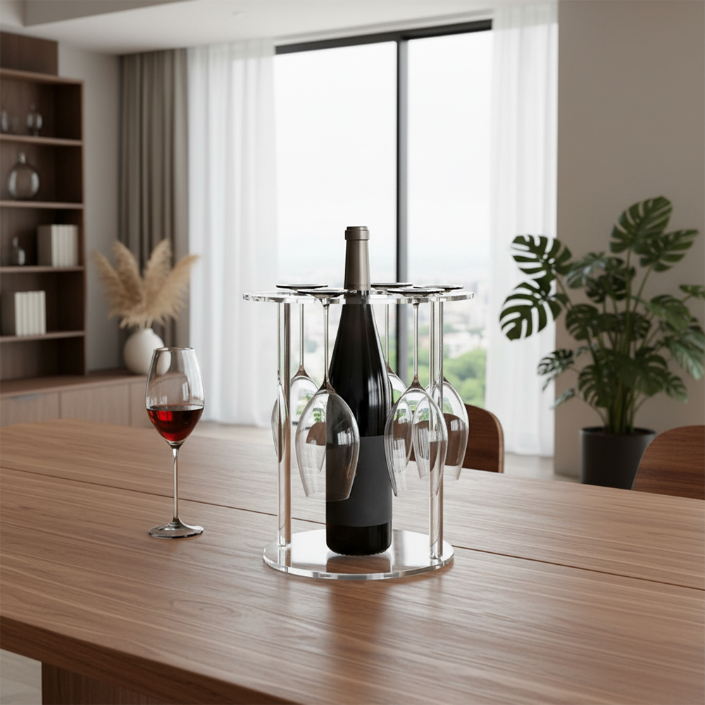 透明なワイングラスラック 6カップホルダー付きスタンド 脚付 - Home Bar Stand のレビューと価格