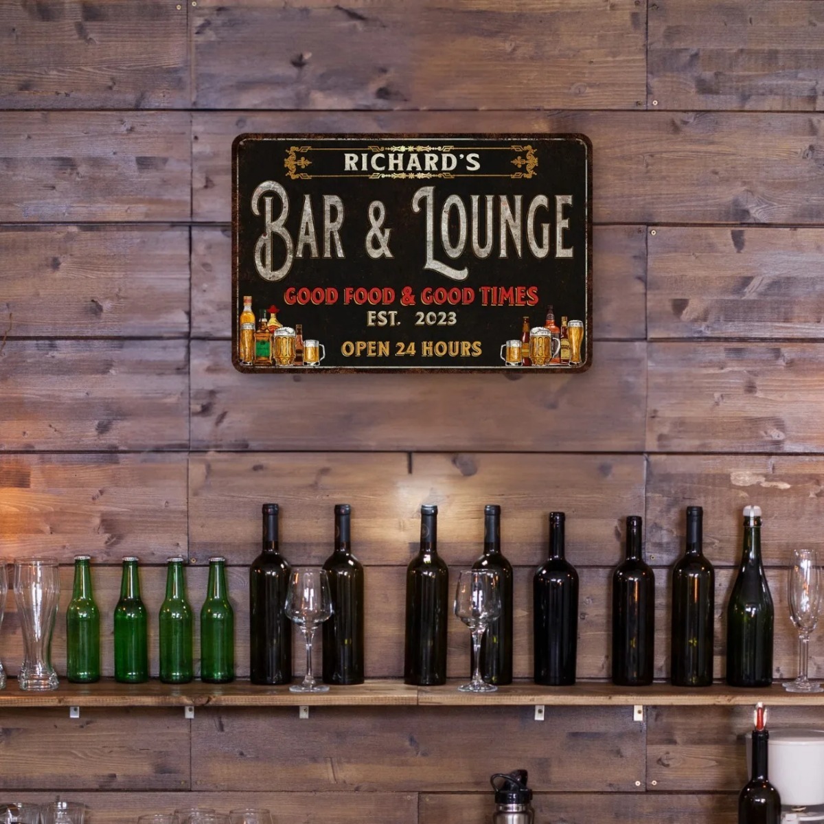 カスタムバー＆ラウンジサイン バーとラウンジのメタルサイン  - Home Bar Lounge のレビューと価格