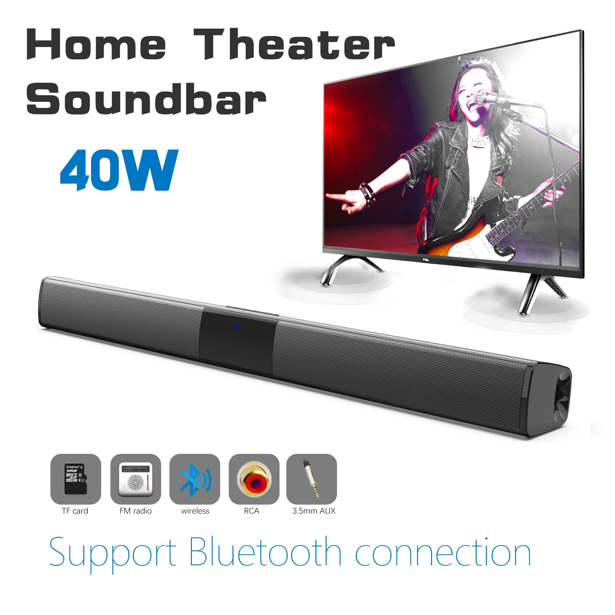 Bluetoothワイヤレスサウンドバー,40W,ホームシア - Home Bar And Theater のレビューと価格