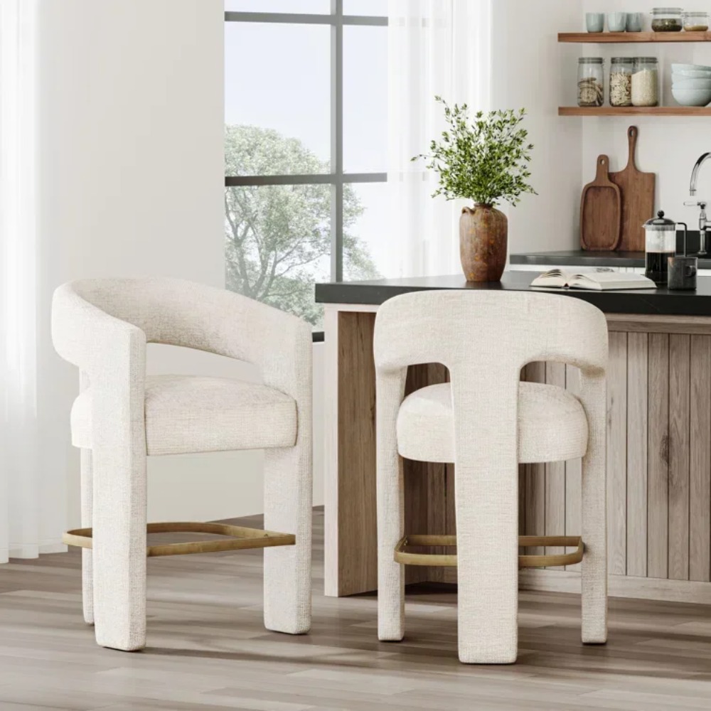 モダンな布張りのカウンタースツール、ベルベットのハイチェア、 - Home Bar Stools のレビューと価格