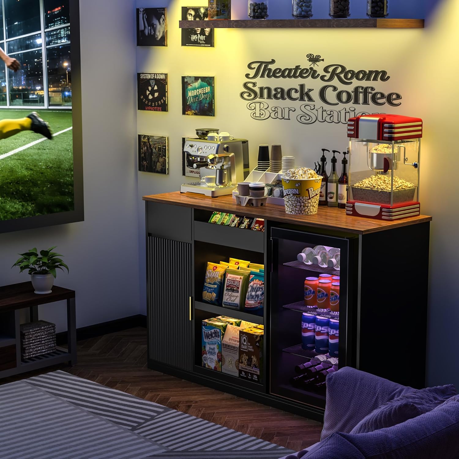 スナックバーキャビネット 冷蔵庫スペース付き収納ディスプレイ - Home Bar And Theater のレビューと価格