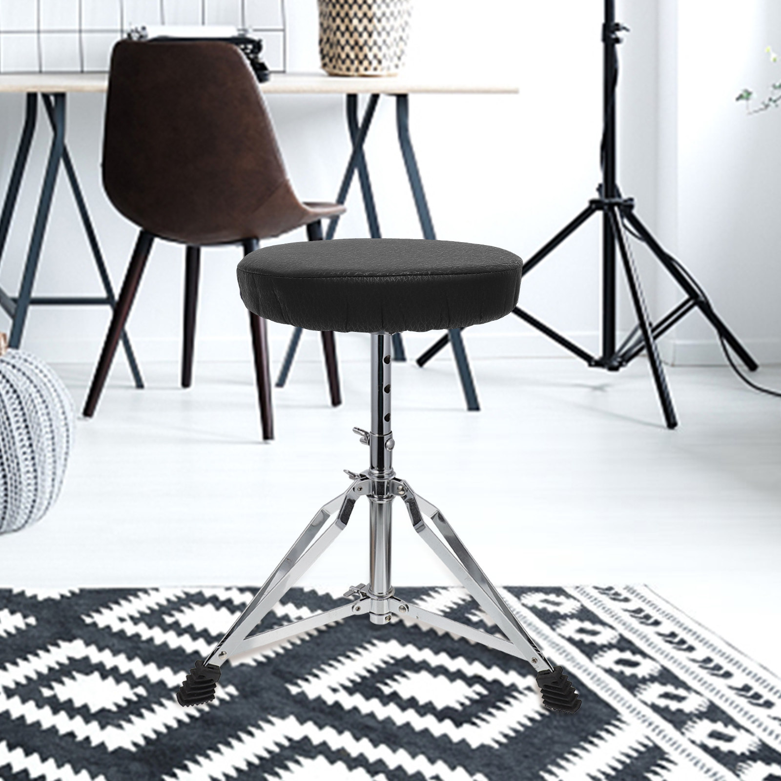 伸縮性のある厚い黒い丸型スツールカバー、バースツールシートク - Home Bar Stools のレビューと価格