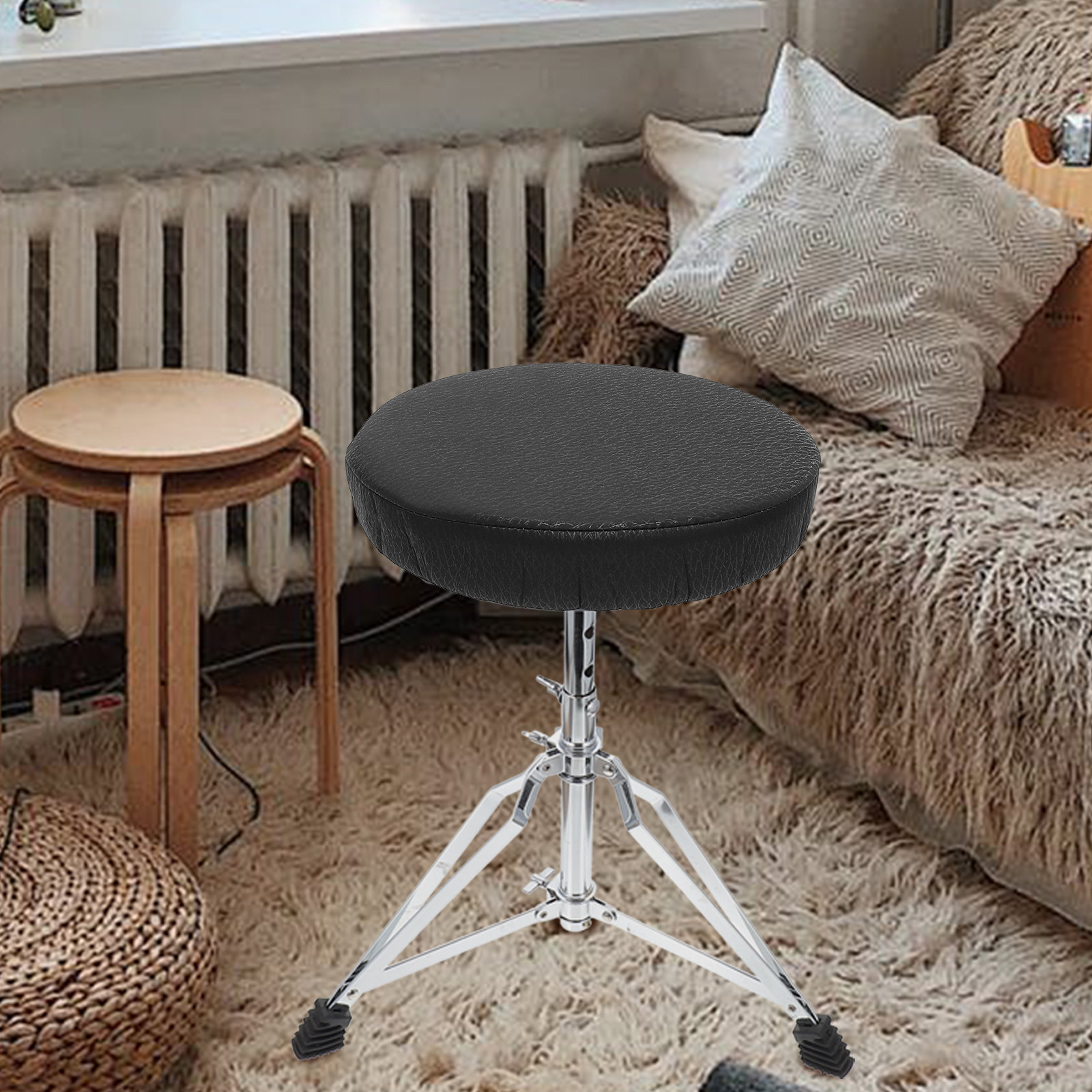 伸縮性のある厚い黒い丸型スツールカバー、バースツールシートク - Home Bar Stools のレビューと価格