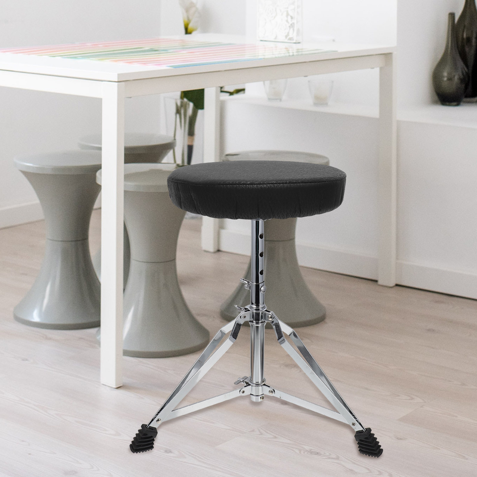 伸縮性のある厚い黒い丸型スツールカバー、バースツールシートク - Home Bar Stools のレビューと価格