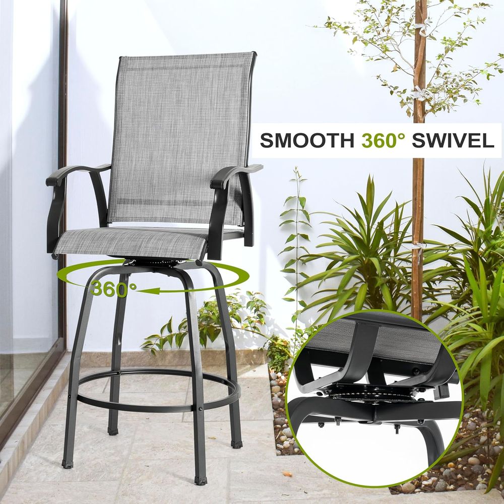 5ピースパティオスイベルバーセット、全天候型テキスタイル製ハ - Home Bar Stools のレビューと価格