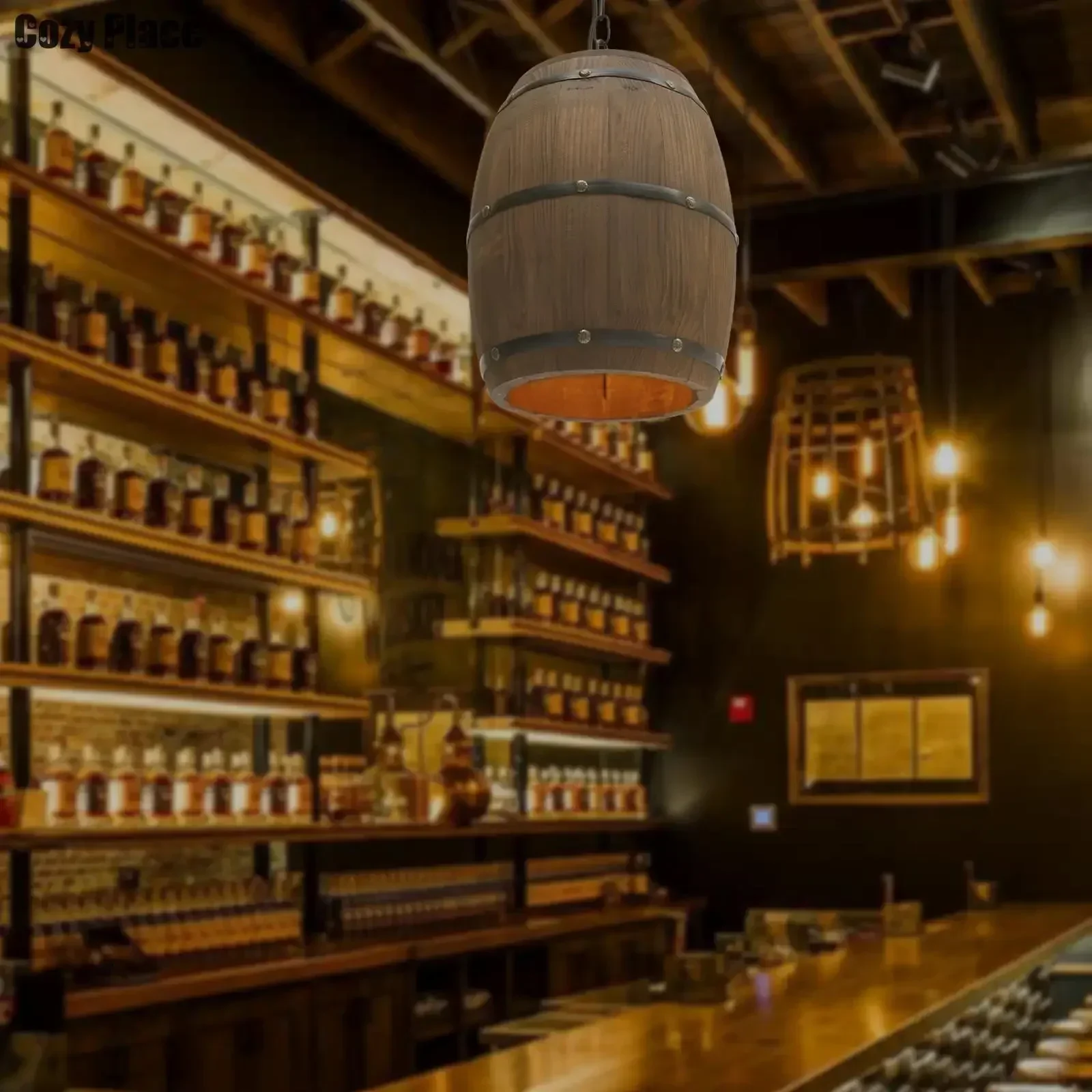 素朴なランプヴィンテージシャンデリア木製ペンダントライトワイ - Home Bar Cafe のレビューと価格