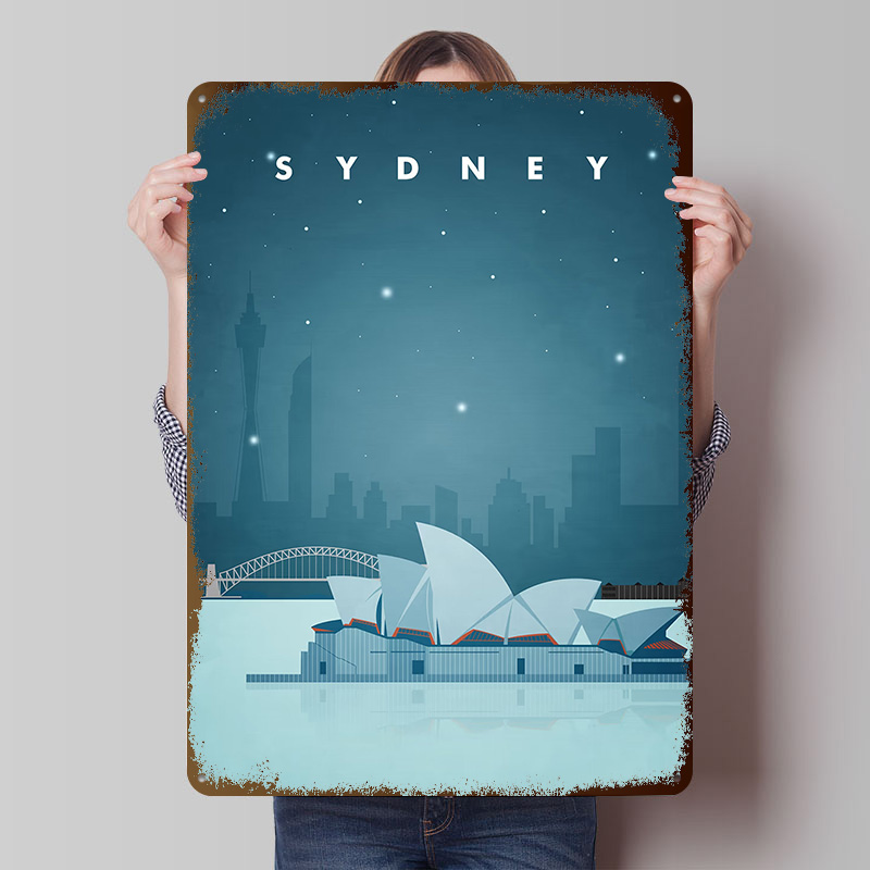 シドニー旅行ポスター カスタマイズされたヴィンテージメタルサ - Home Bar Sydney のレビューと価格